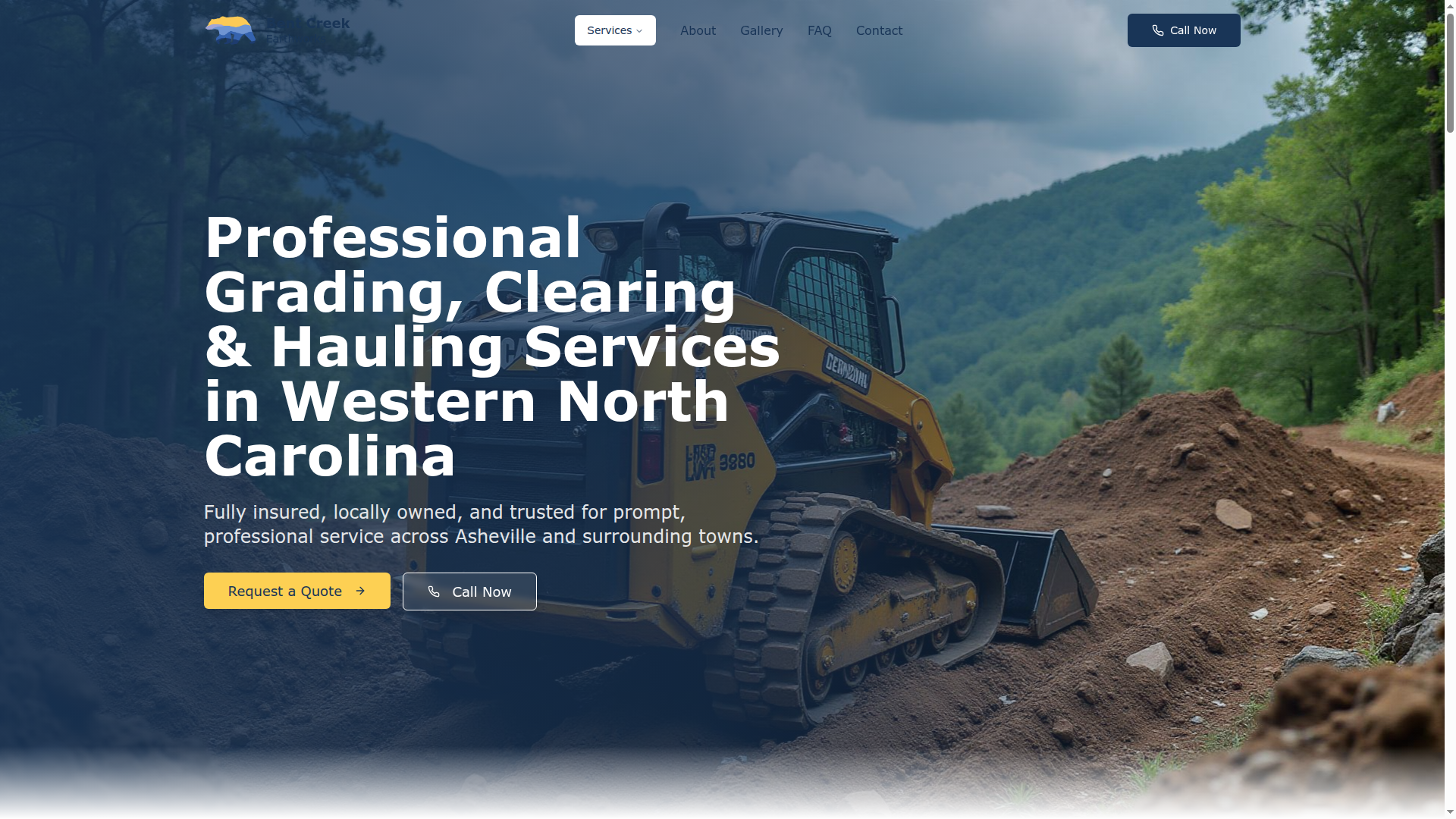Bent Creek Earthworks website preview